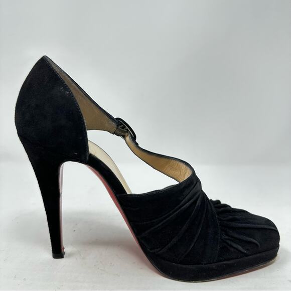 Christian Louboutin Drapiday Black Suede Pumps Size 37 - Picture 7 of 11